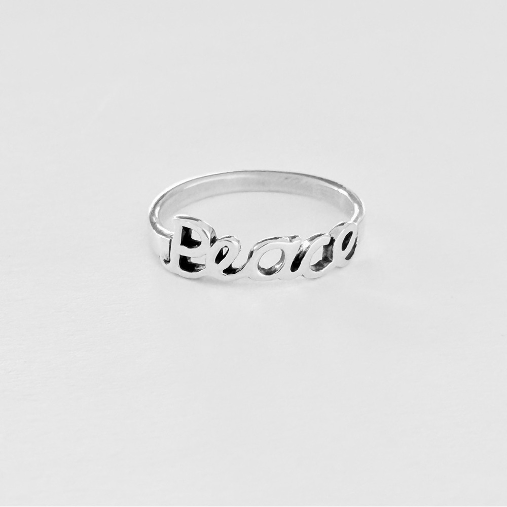 Sterling Silver PEACE Ring, Love Peace Jewelry, Silver Rings